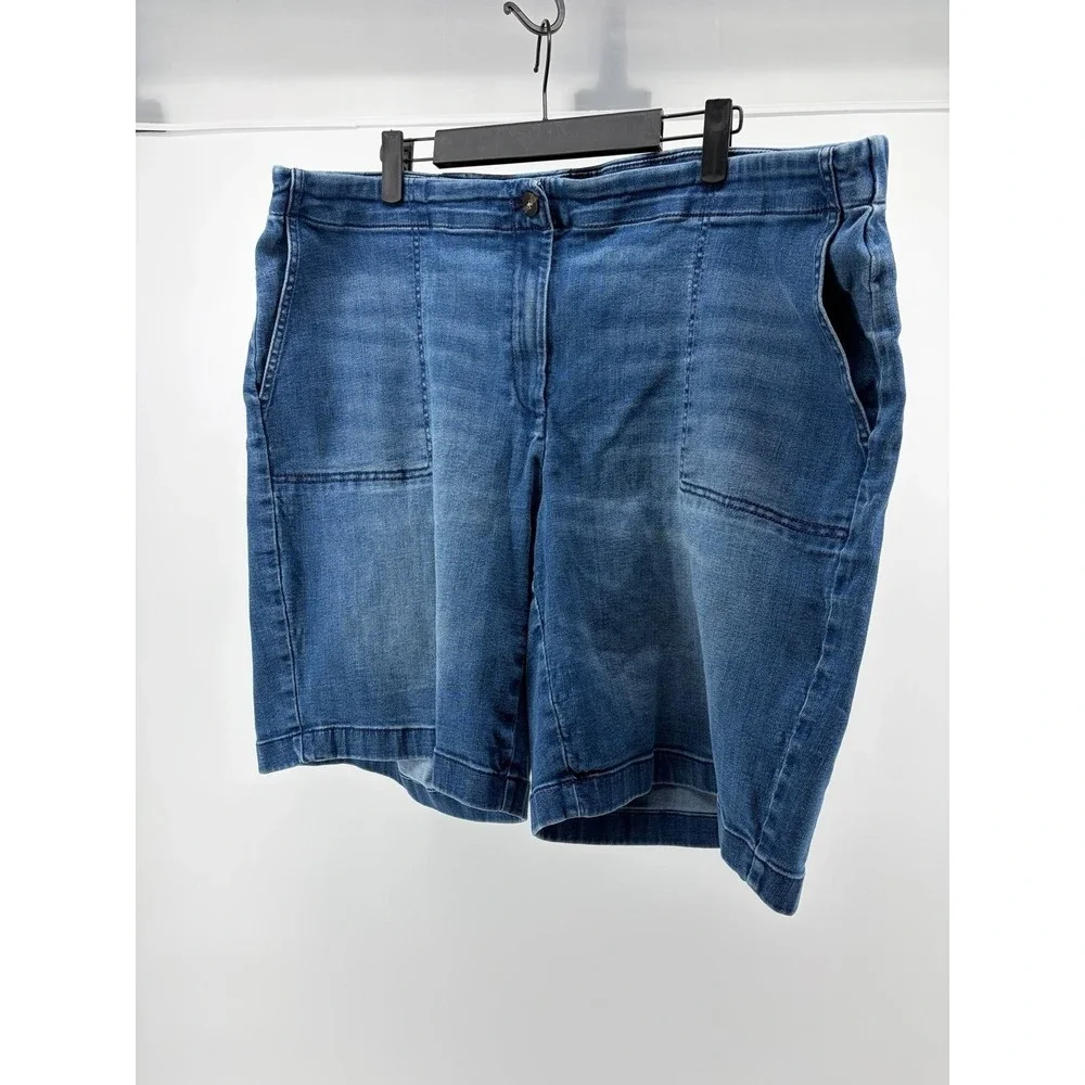 J.Jill‎ Pull On Denim Shorts, Blue Stretch Bermuda, High Rise, Women's Size 22